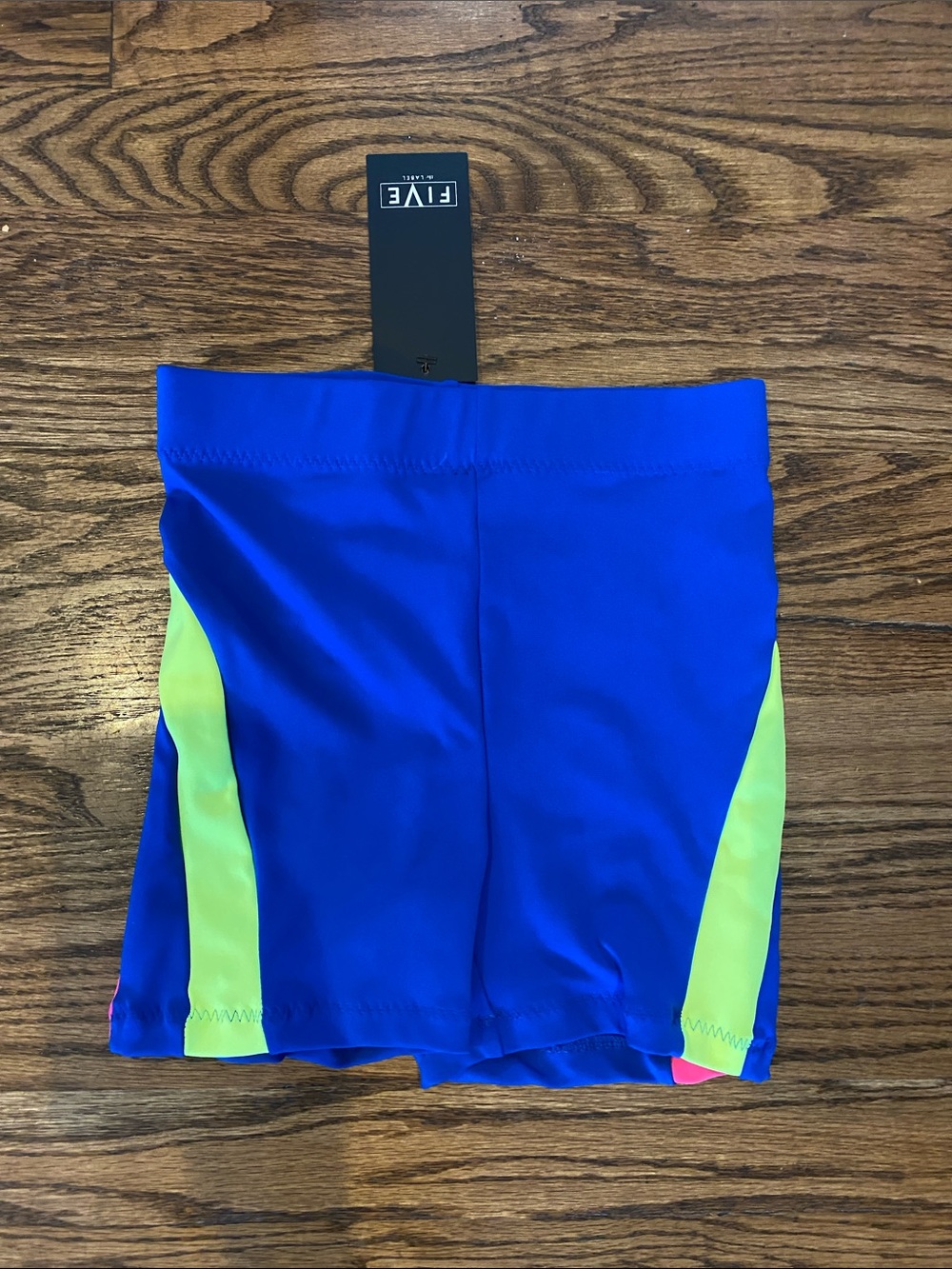 FIVE Kids Blue Swim Shorts with Neon Side Panels